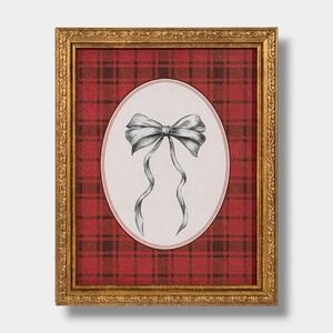 My Texas House Seasonal Bow Plaid Framed Holiday Wall Art 8x10‎
